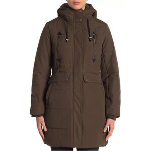 NWT Lucky Brand Missy Faux Shearling Lined Hood Parka Jacket Army Green $200